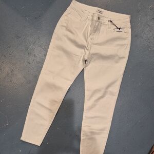 White Mid Rise Skinny Jeans